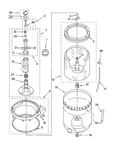 Agitator, basket and tub parts