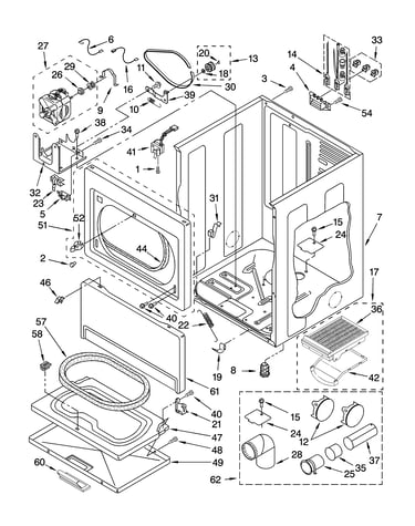 Cabinet parts and optional parts (not included)