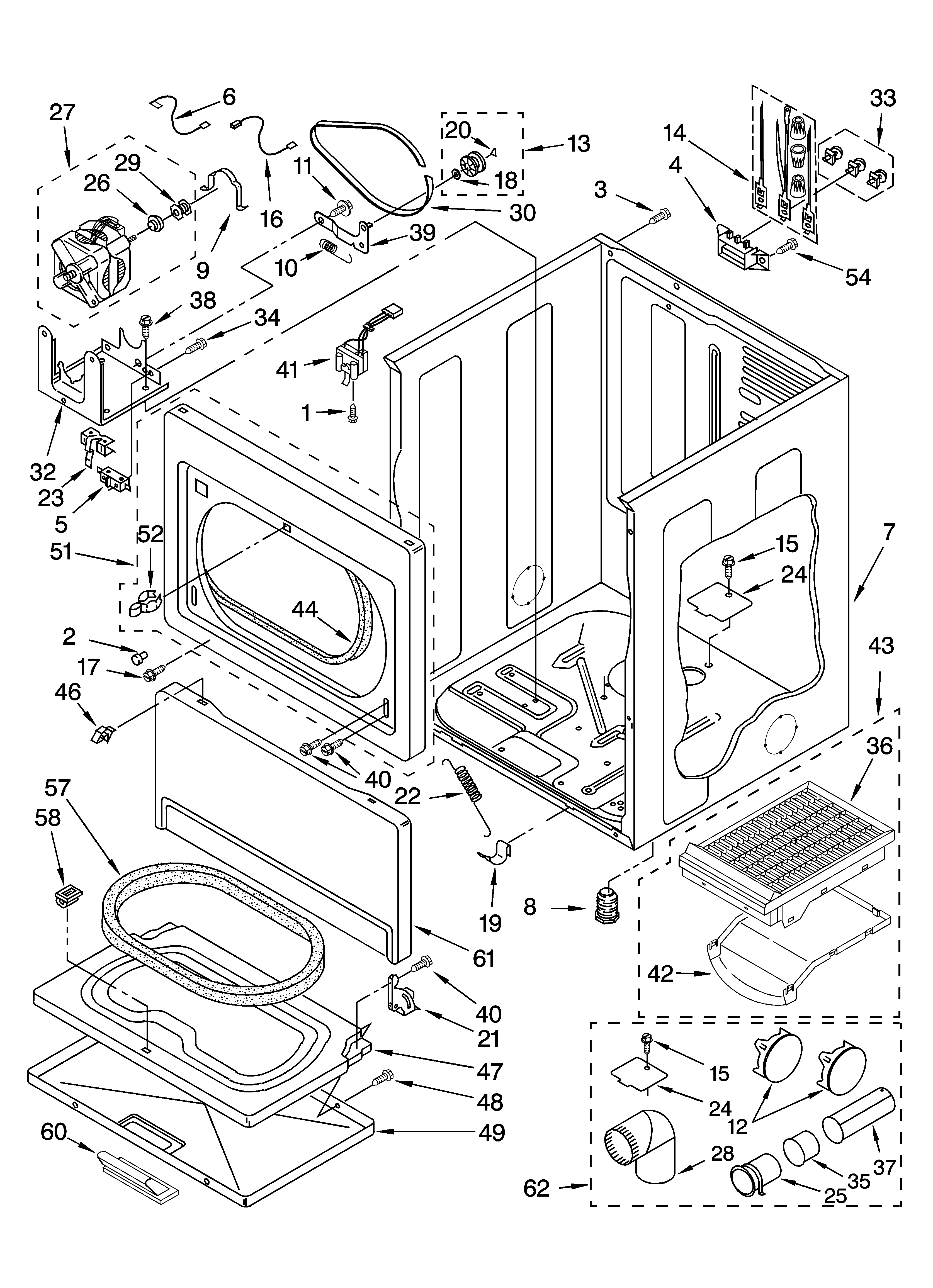 Cabinet parts and optional parts (not included)