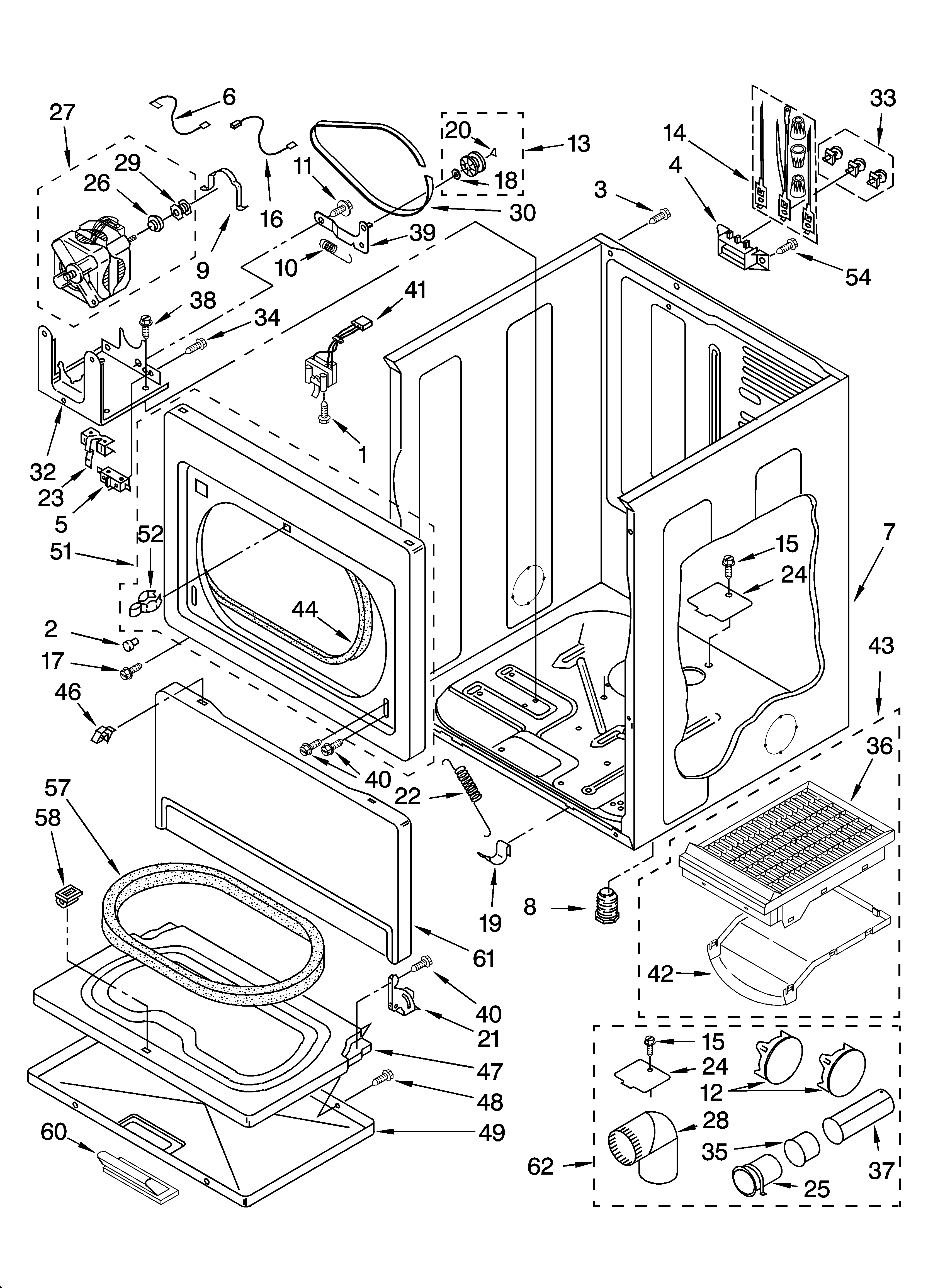 Cabinet parts and optional parts (not included)