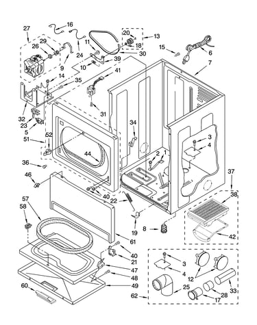 Cabinet parts and optional parts (not included)