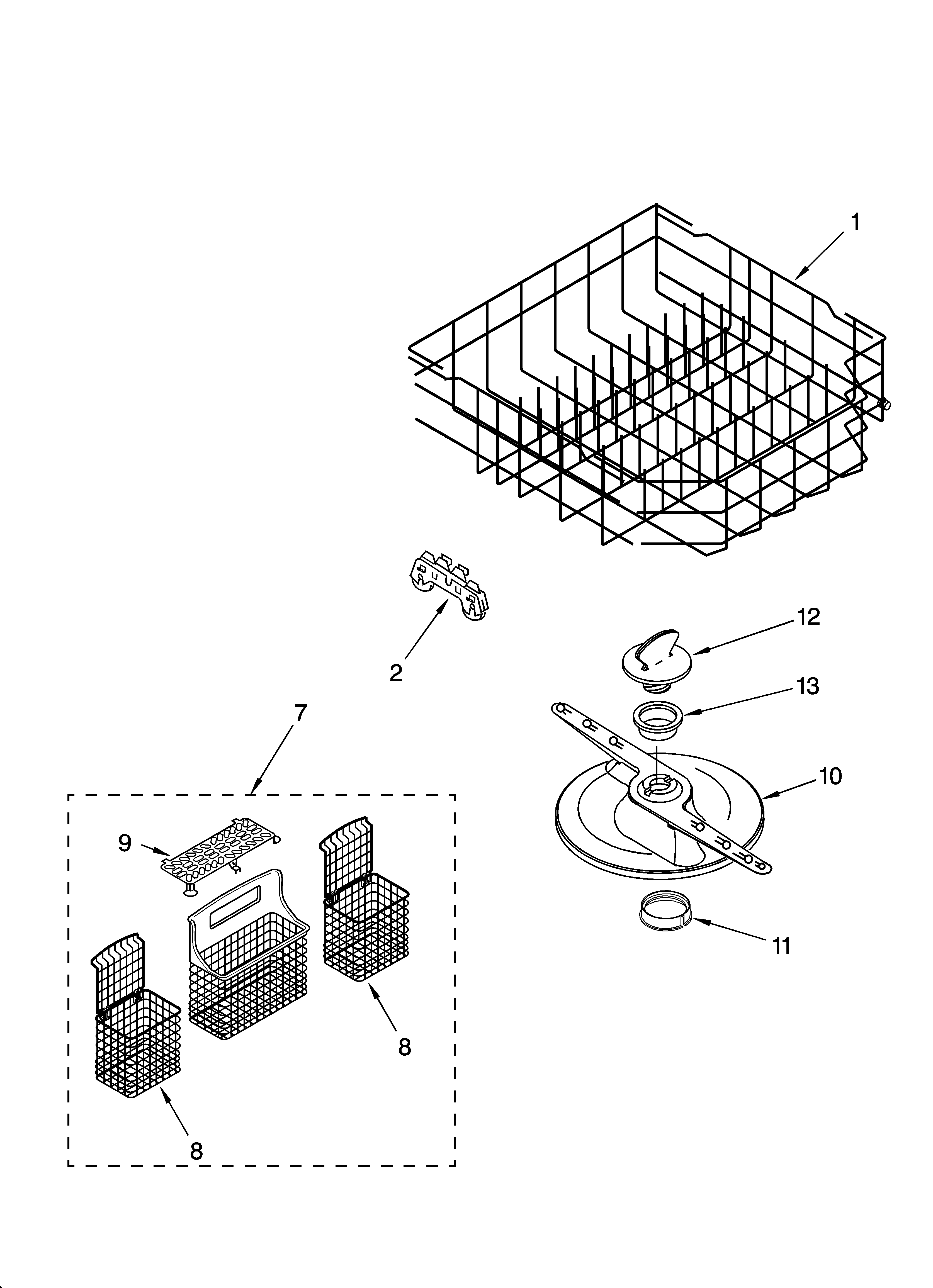 Lower dishrack parts