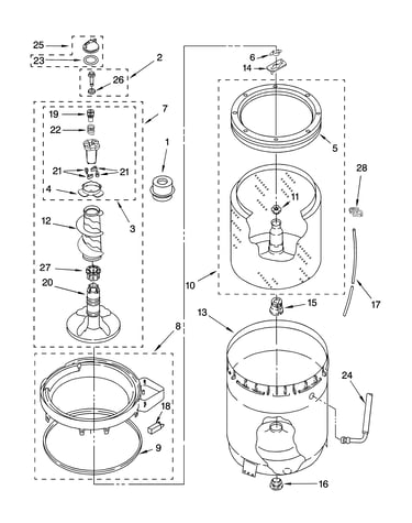 Agitator, basket and tub parts