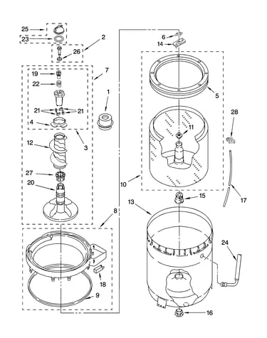 Agitator, basket and tub parts