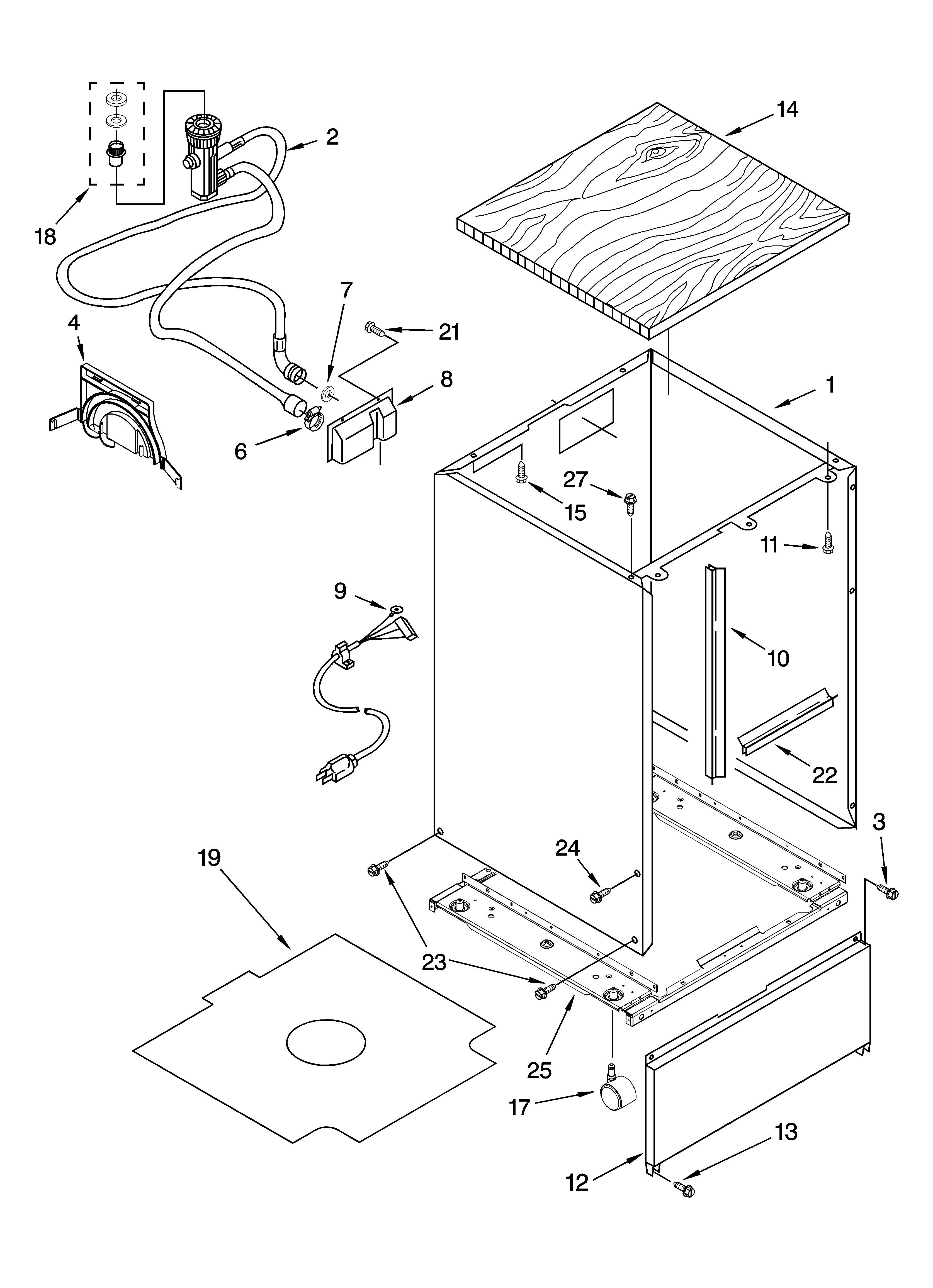 Cabinet parts, optional parts (not included)