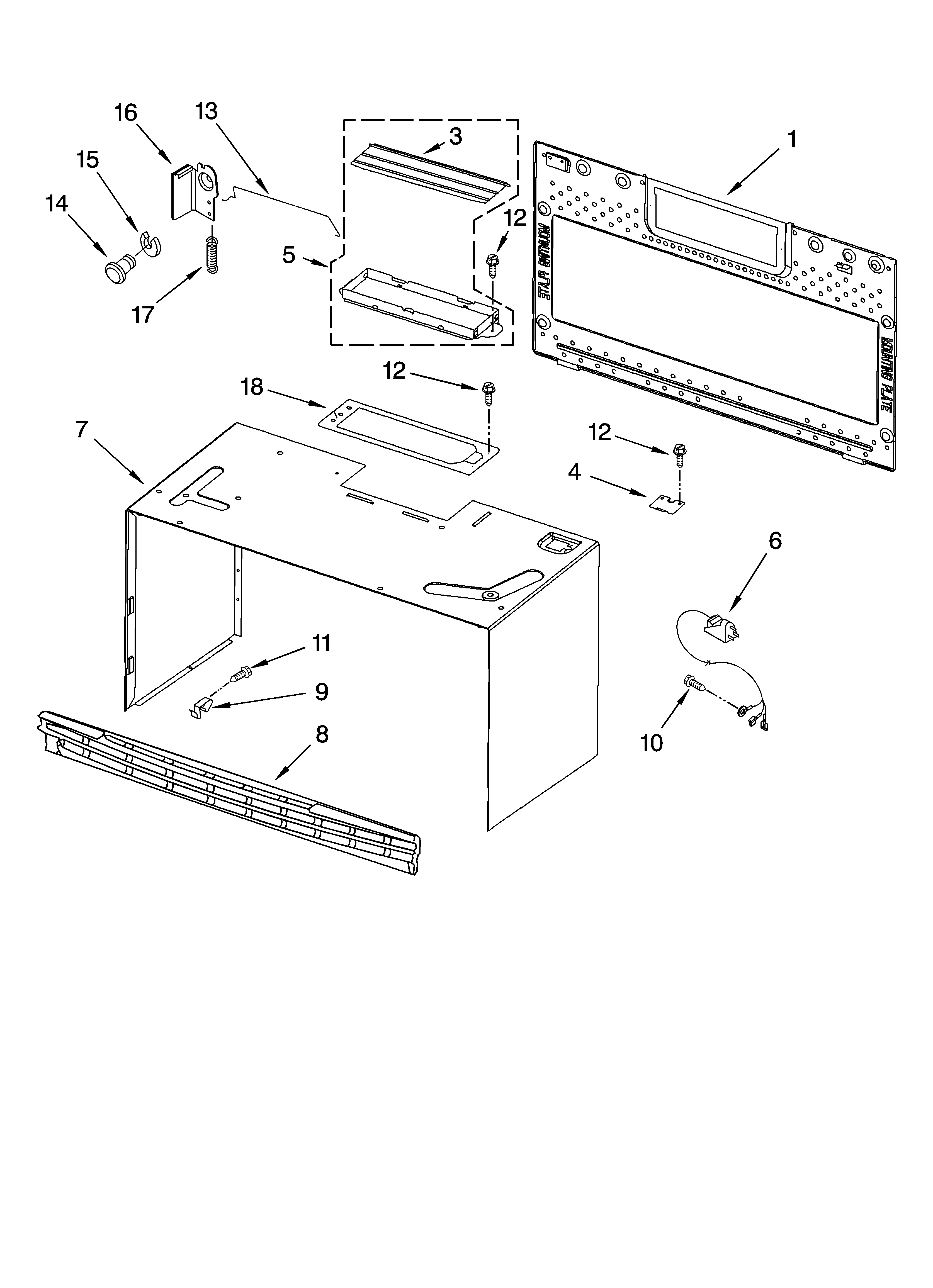 Cabinet and installation parts
