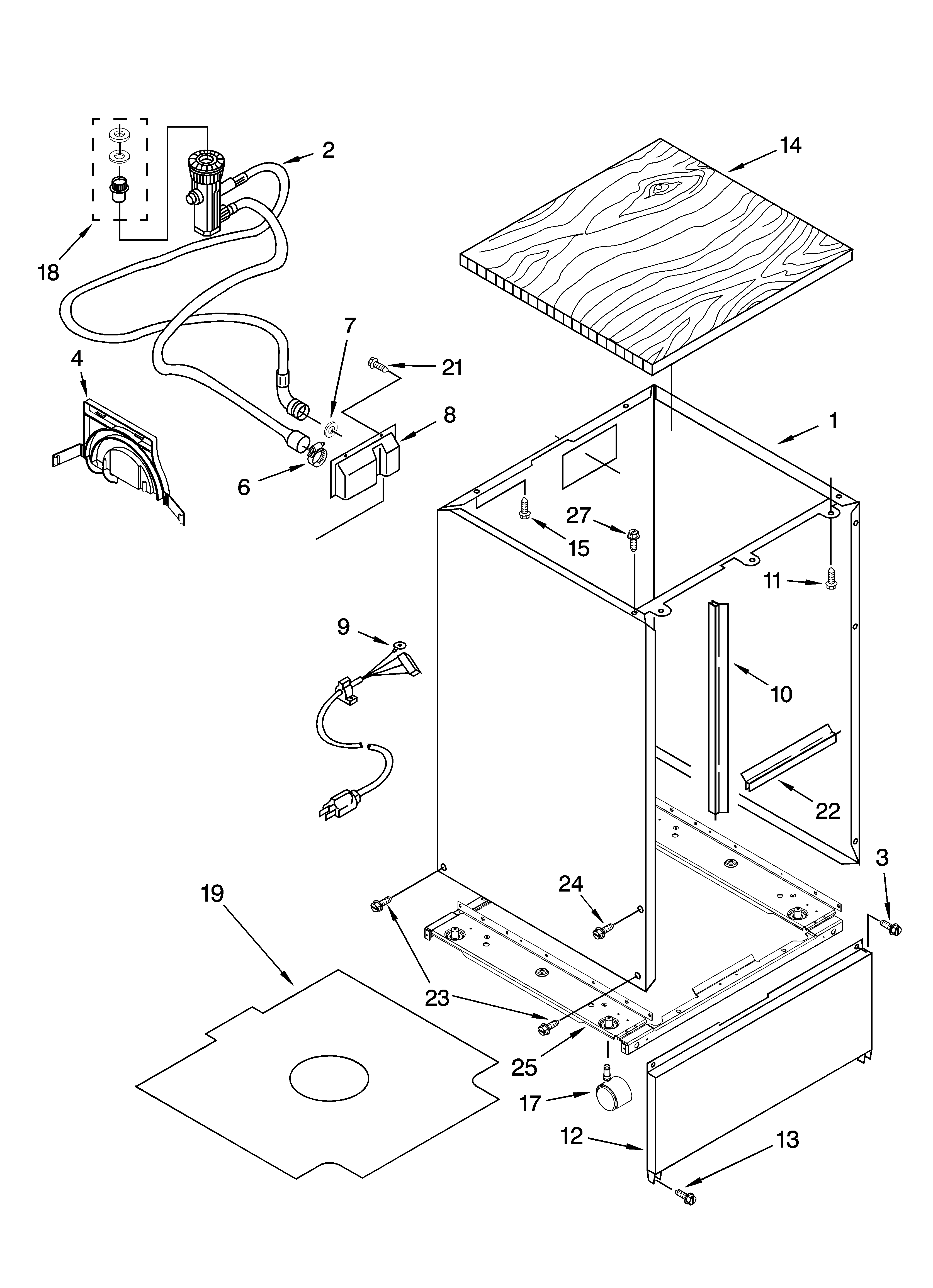 Cabinet parts, optional parts (not included)