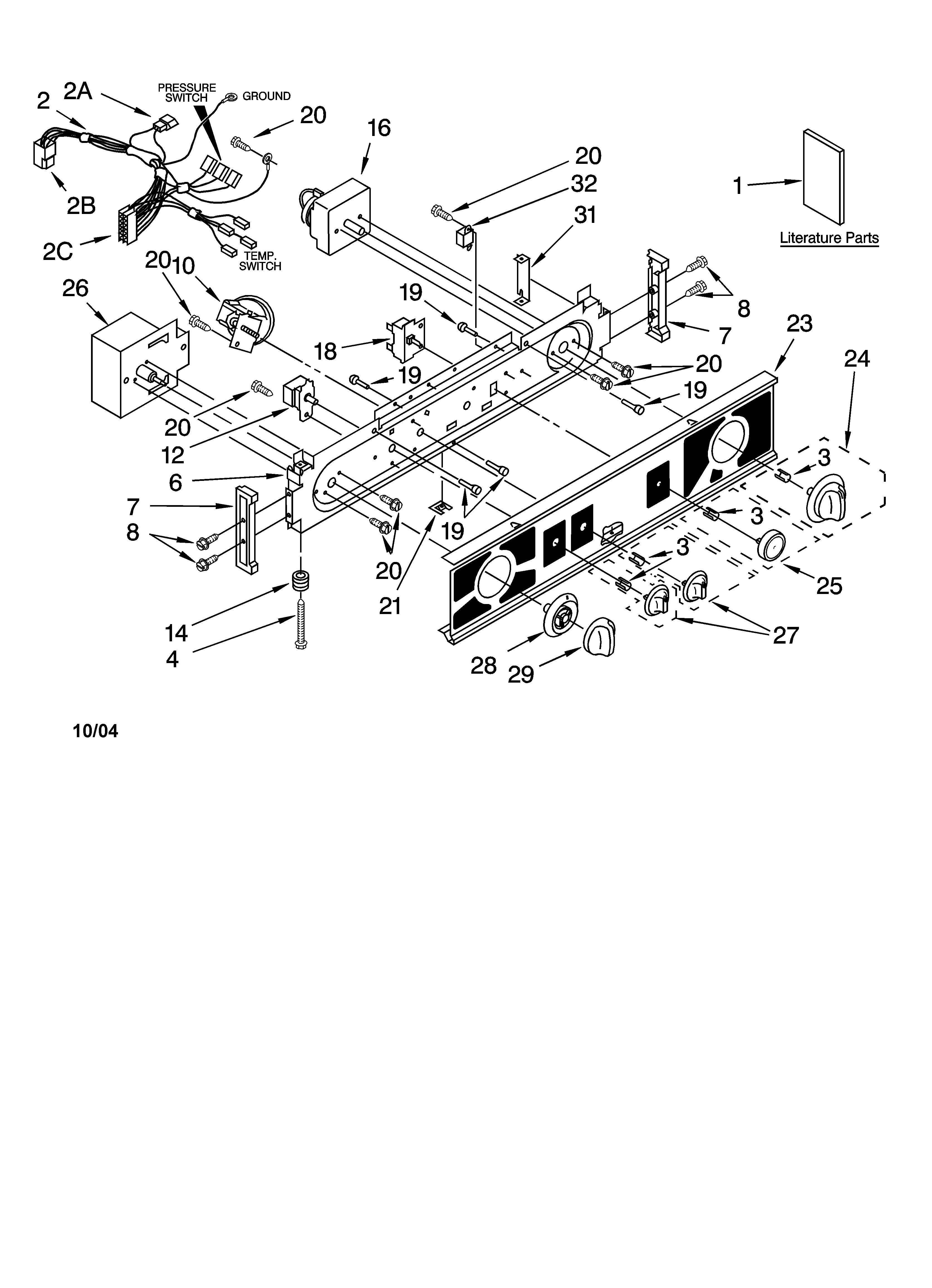 Washer/dryer control panel parts