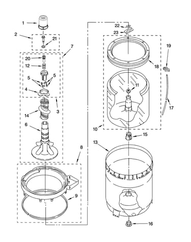 Agitator, basket and tub parts
