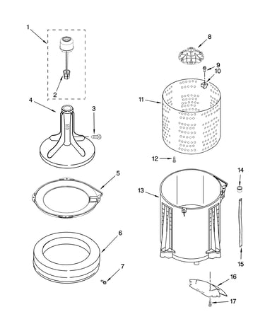 Agitator, basket and tub parts