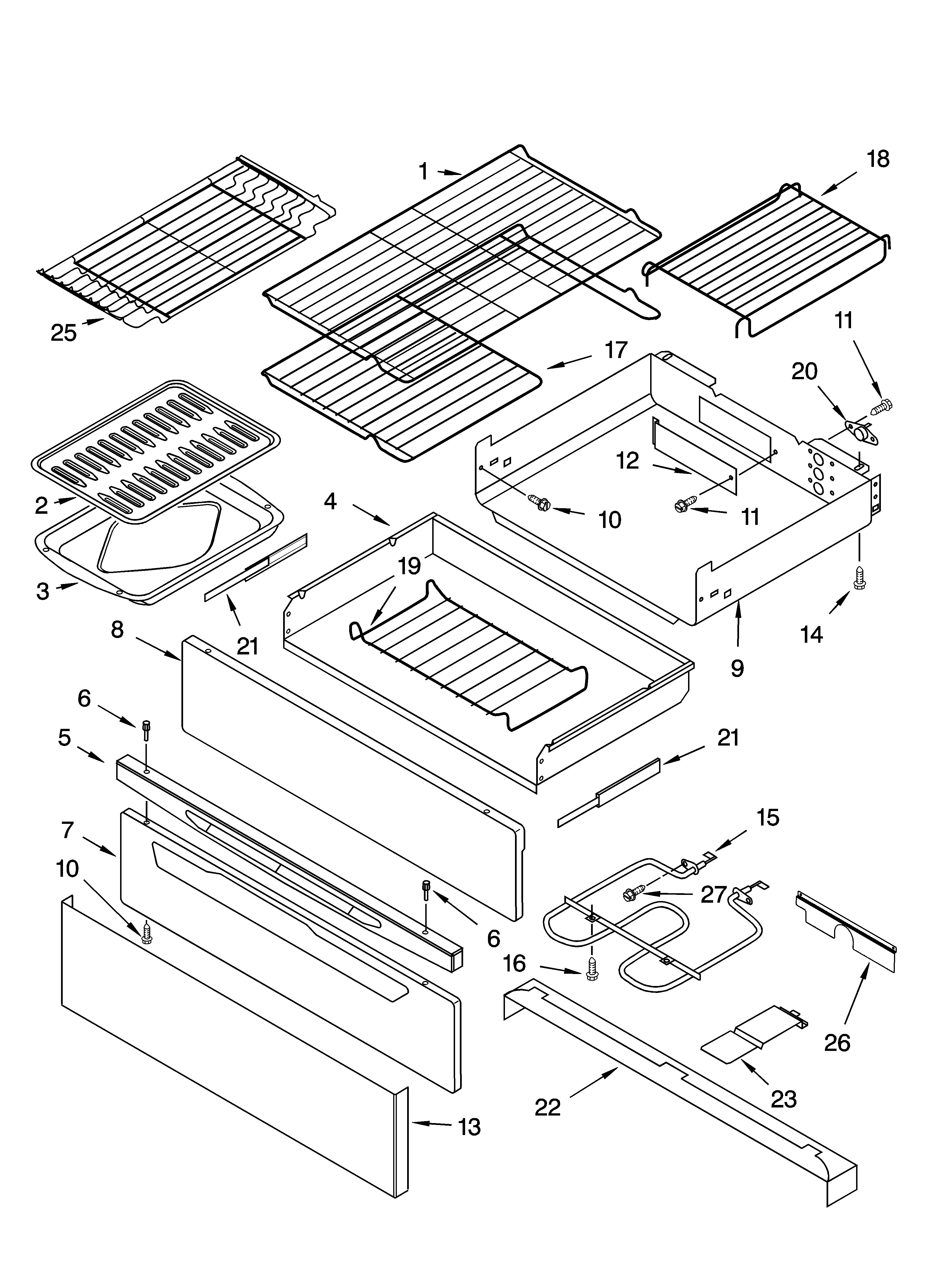 Warming drawer & broiler parts, optional parts