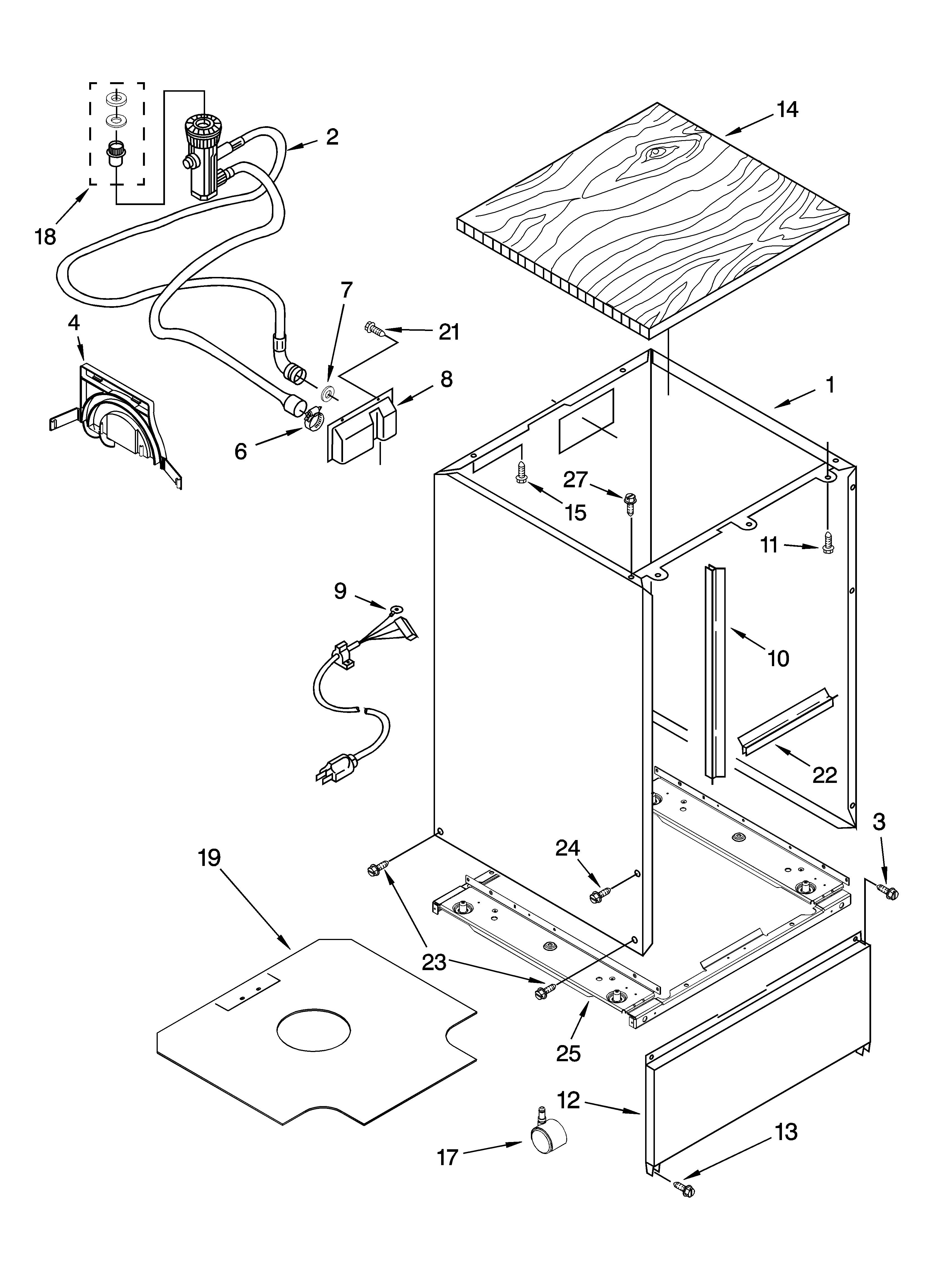 Cabinet parts, optional parts (not included)