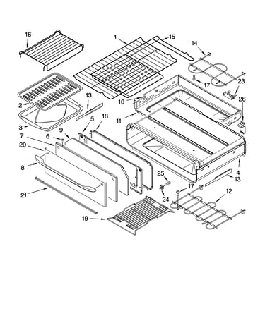 Bake drawer & broiler parts, miscellaneous parts