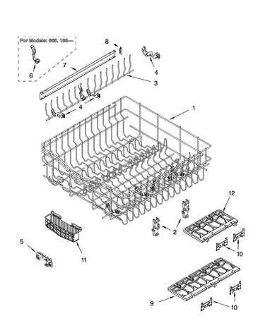 Upper rack and track parts