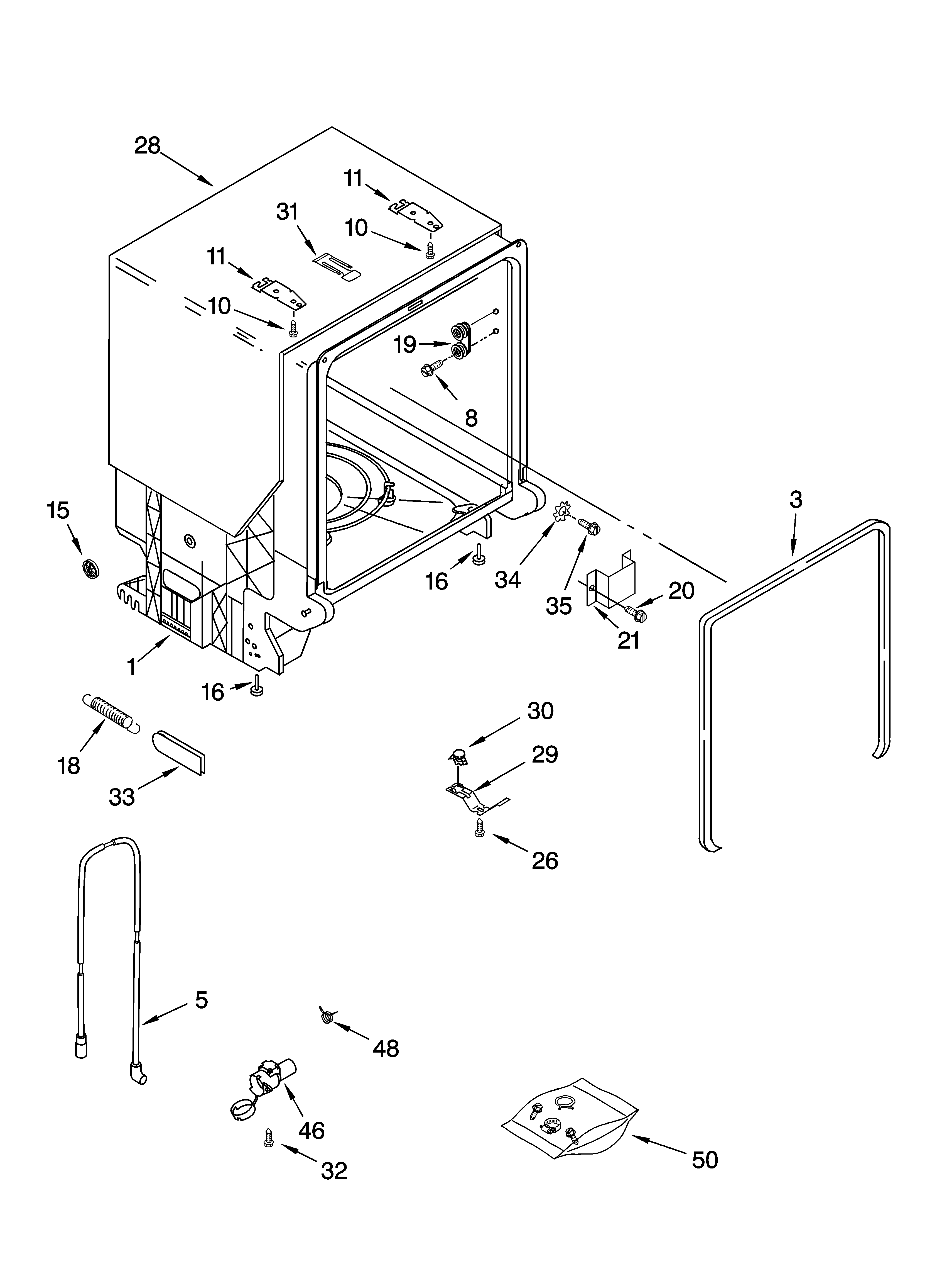 Tub and frame parts