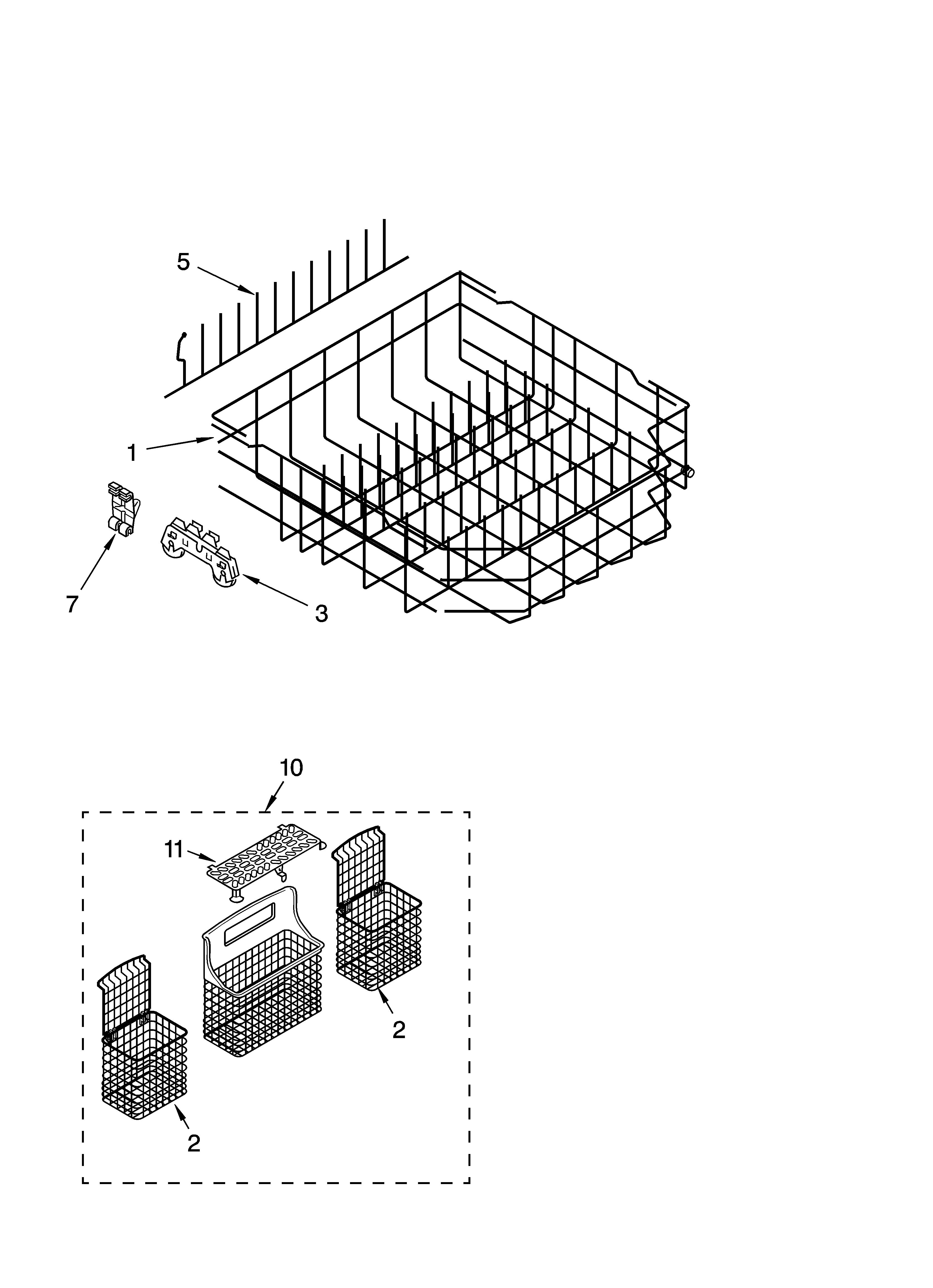 Lower rack parts, optional parts (not included)