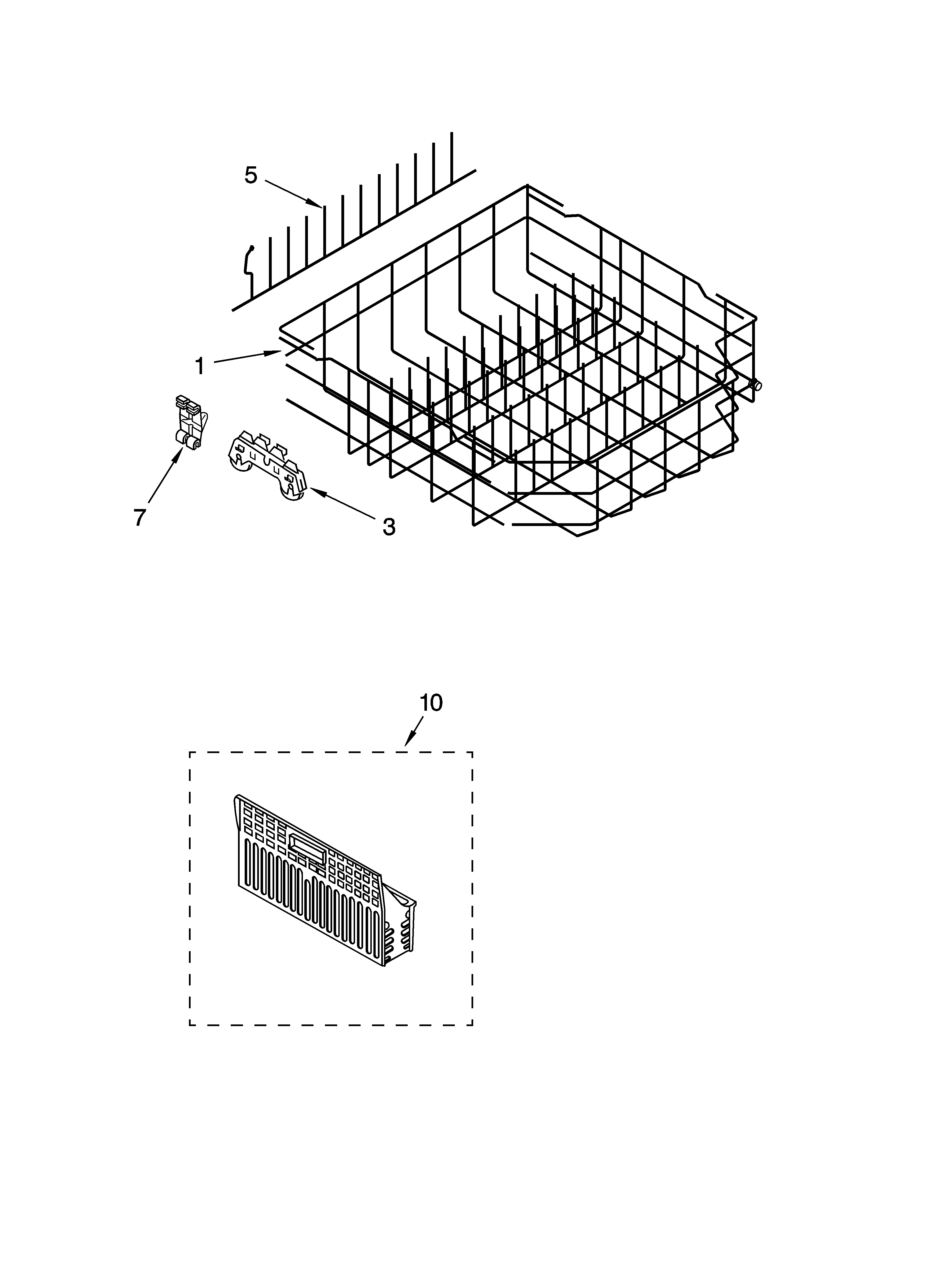 Lower rack parts, optional parts (not included)
