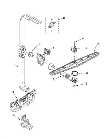 Upper wash and rinse parts