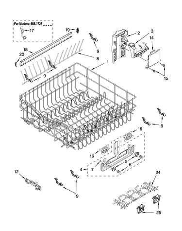 Upper rack and track parts