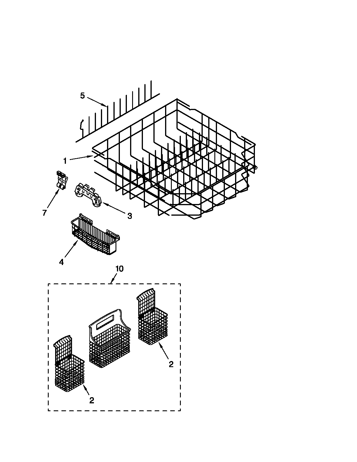 Lower rack parts, optional parts (not included)