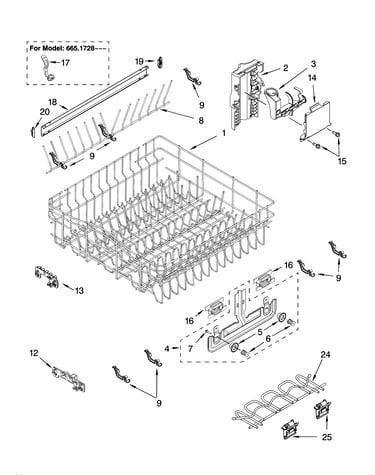 Upper rack and track parts