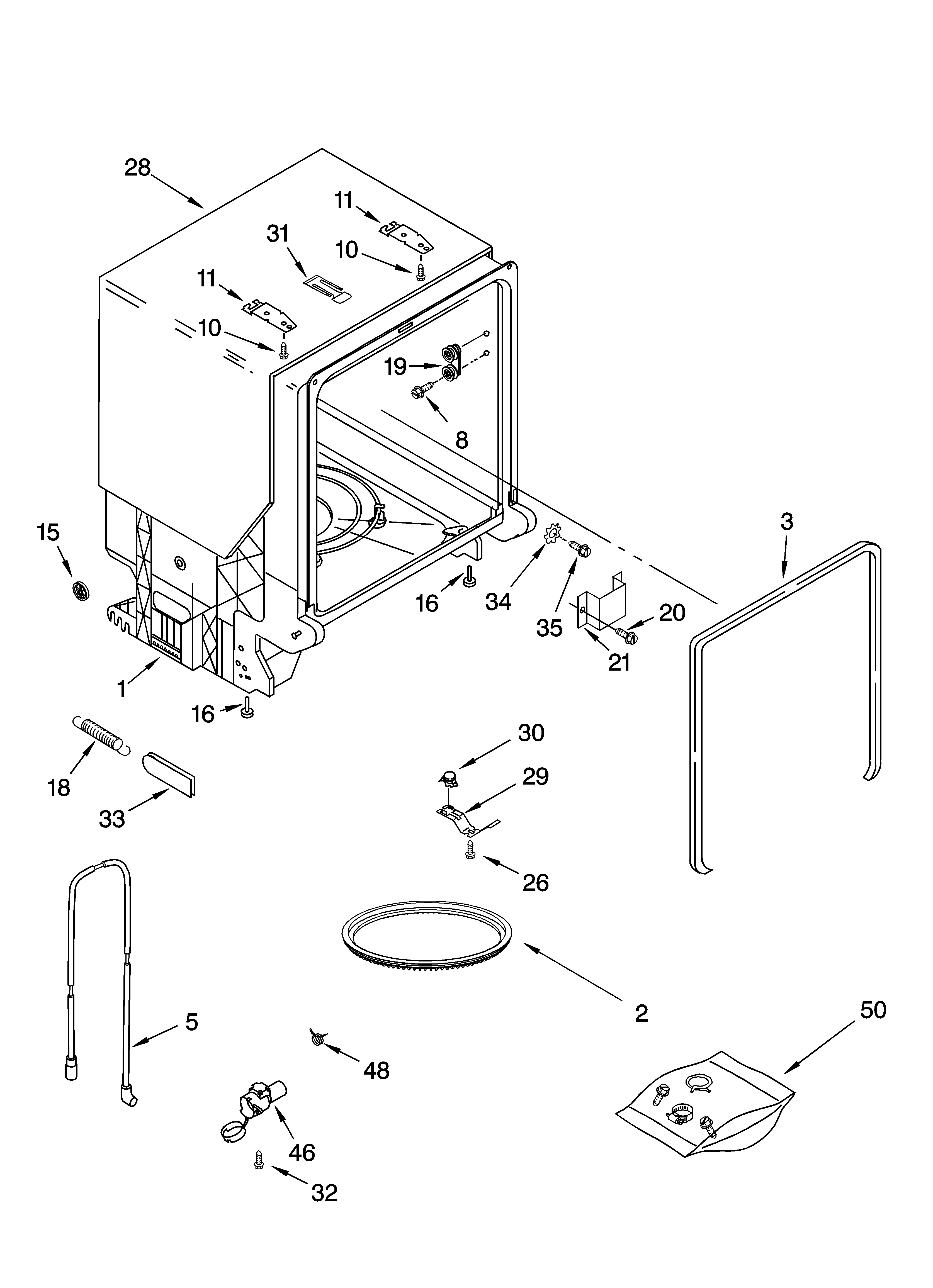 Tub and frame parts
