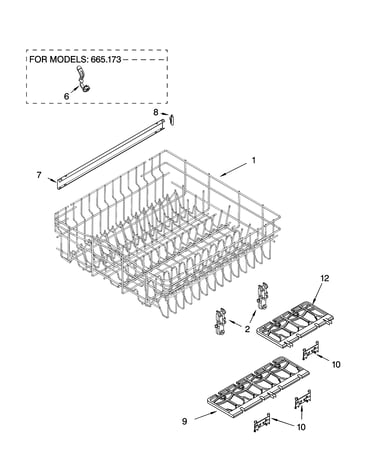 Upper rack and track parts