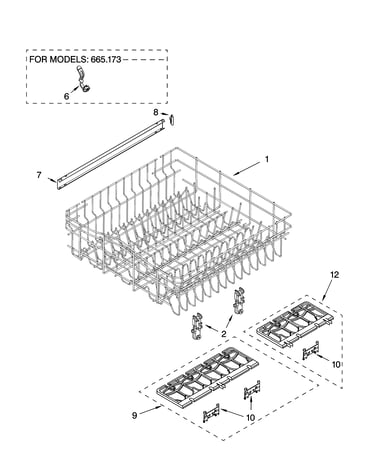 Upper rack and track parts