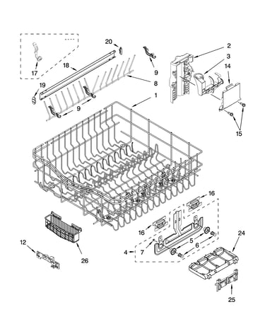 Upper rack and track parts