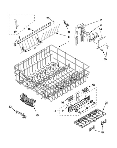 Upper rack and track parts