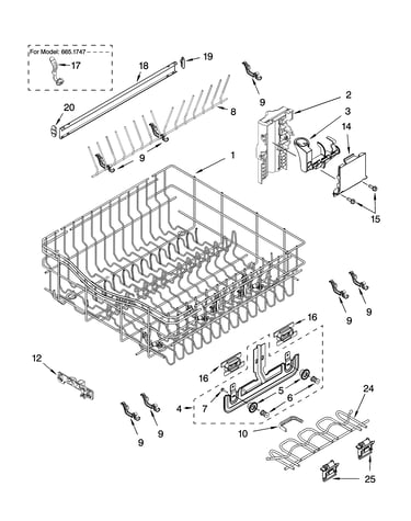 Upper rack and track parts
