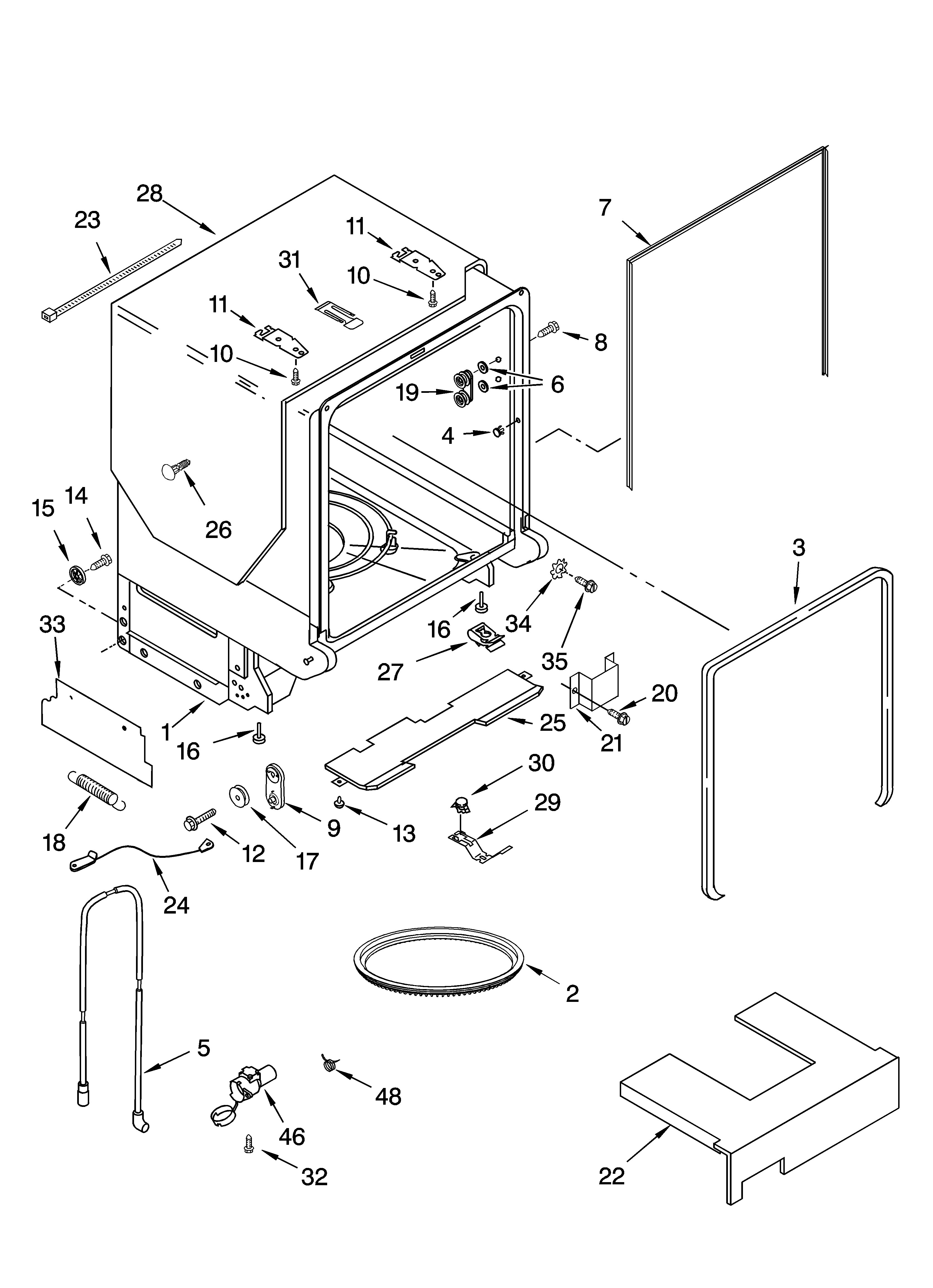 TUB AND FRAME PARTS