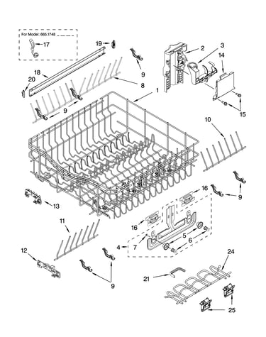 Upper rack and track parts