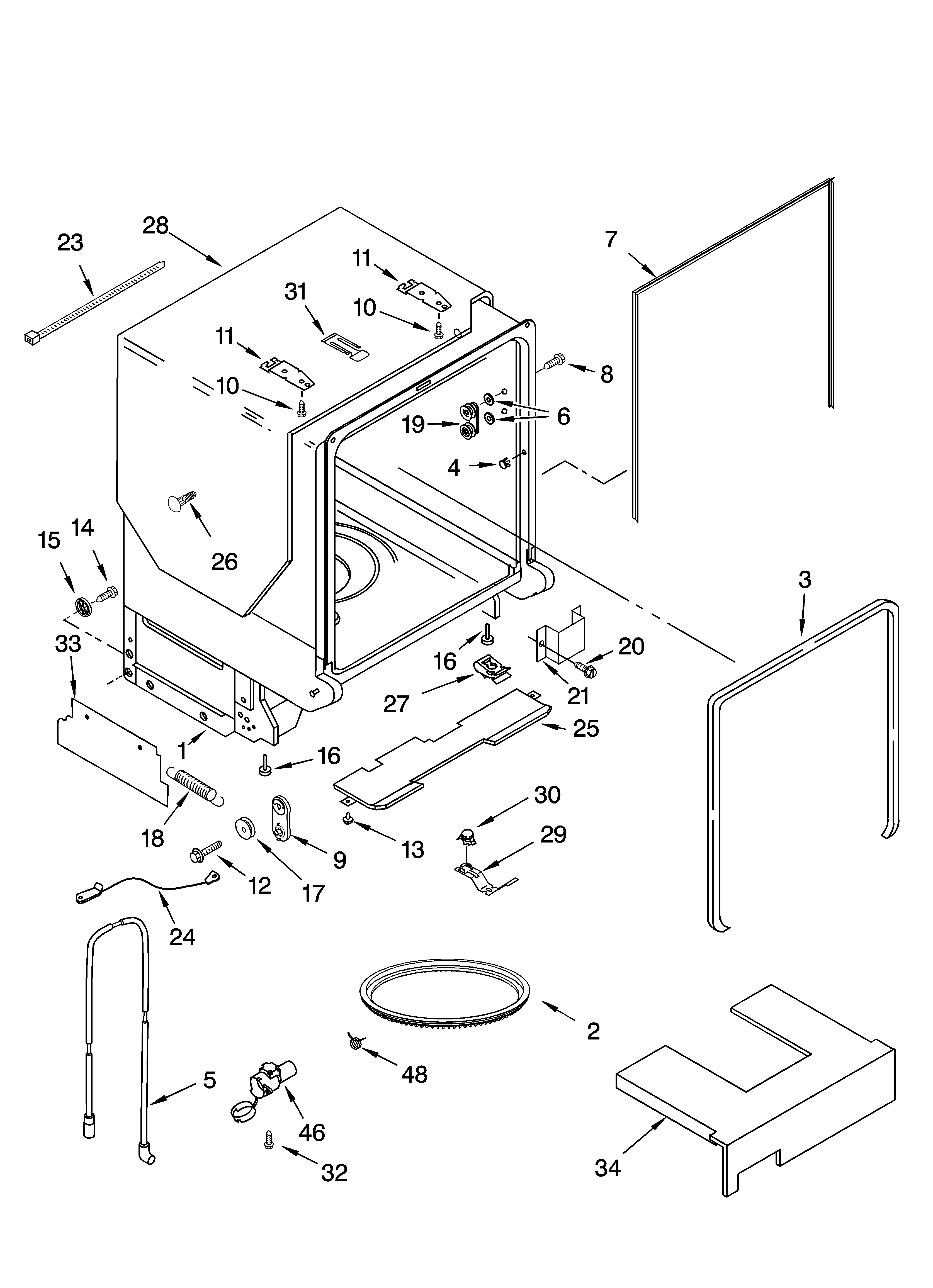 TUB AND FRAME PARTS