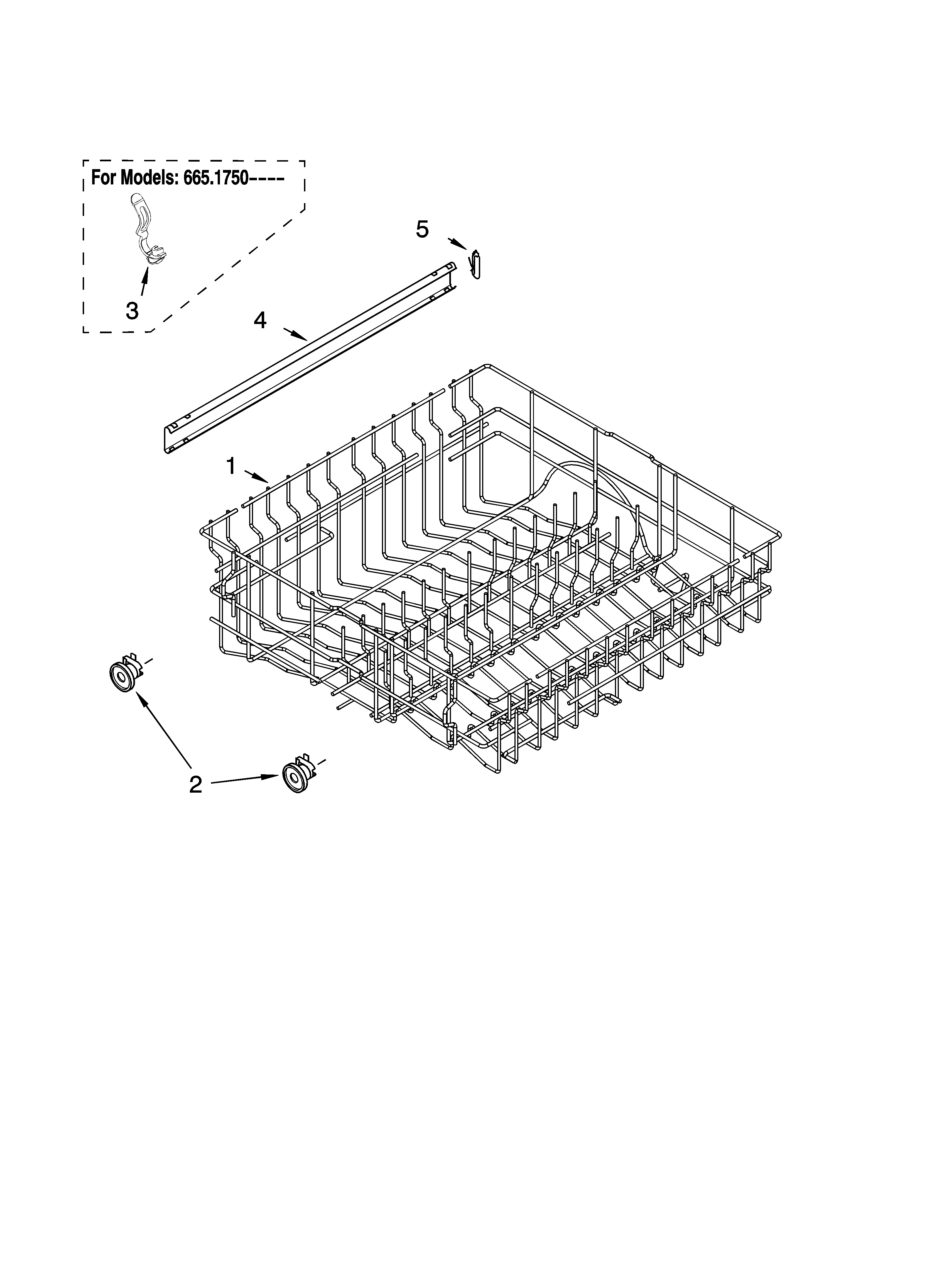 Upper rack and track parts