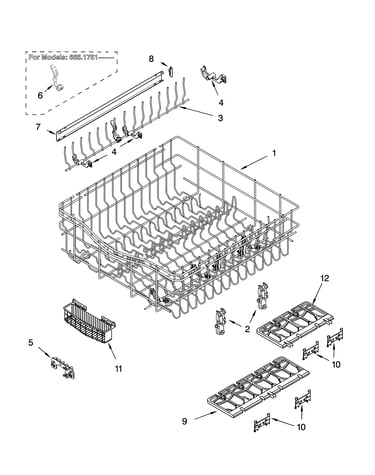 Upper rack and track parts