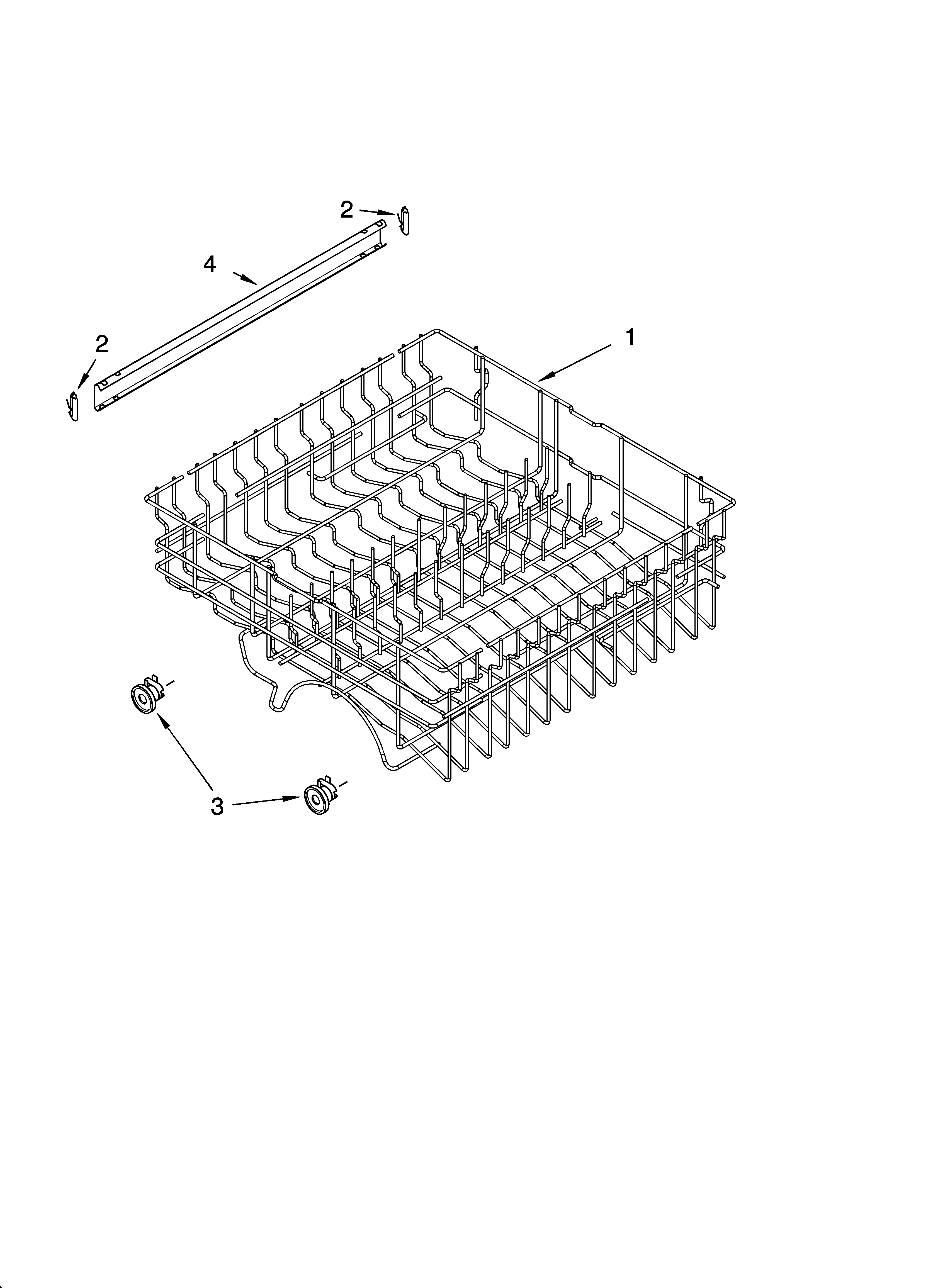 Upper rack and track parts