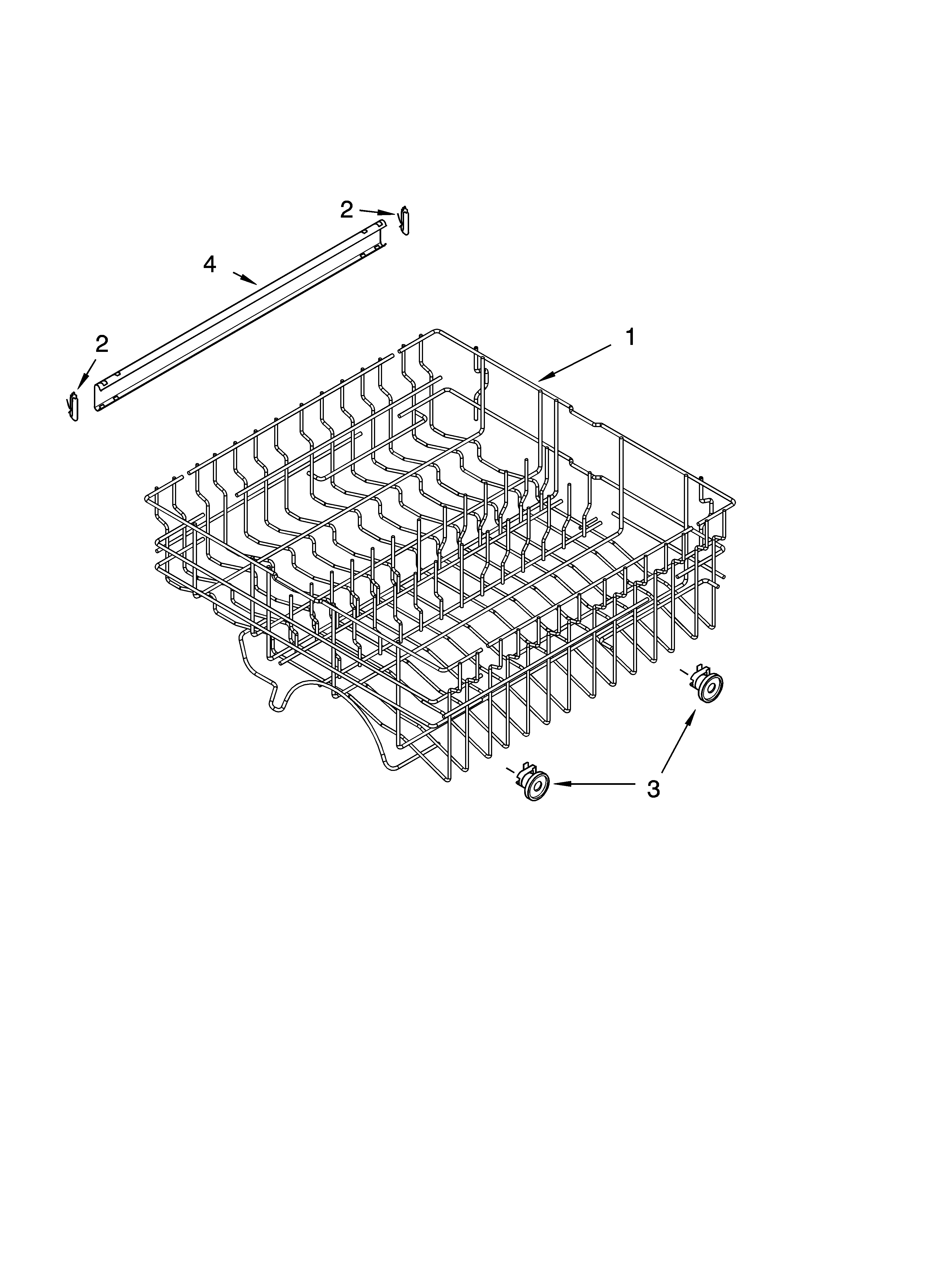 Upper rack and track parts