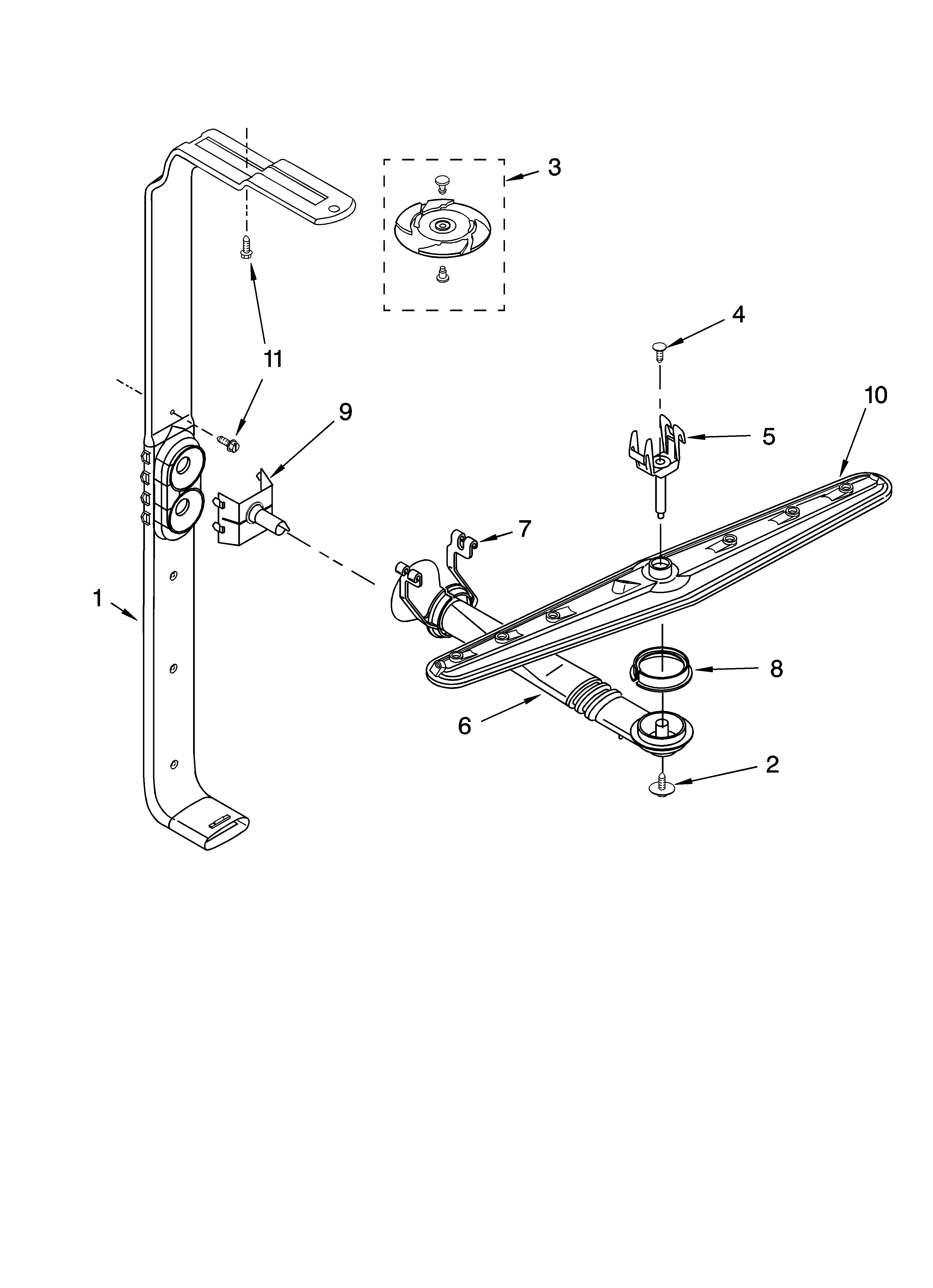 Upper wash and rinse parts
