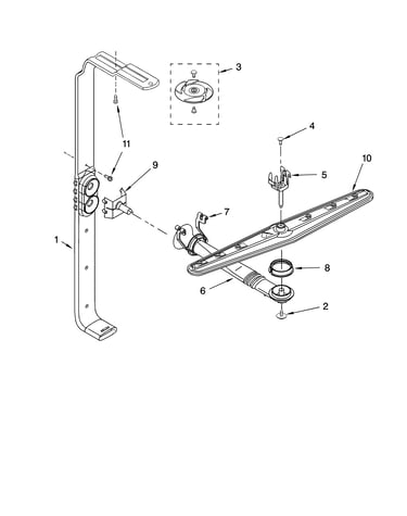 Upper wash and rinse parts