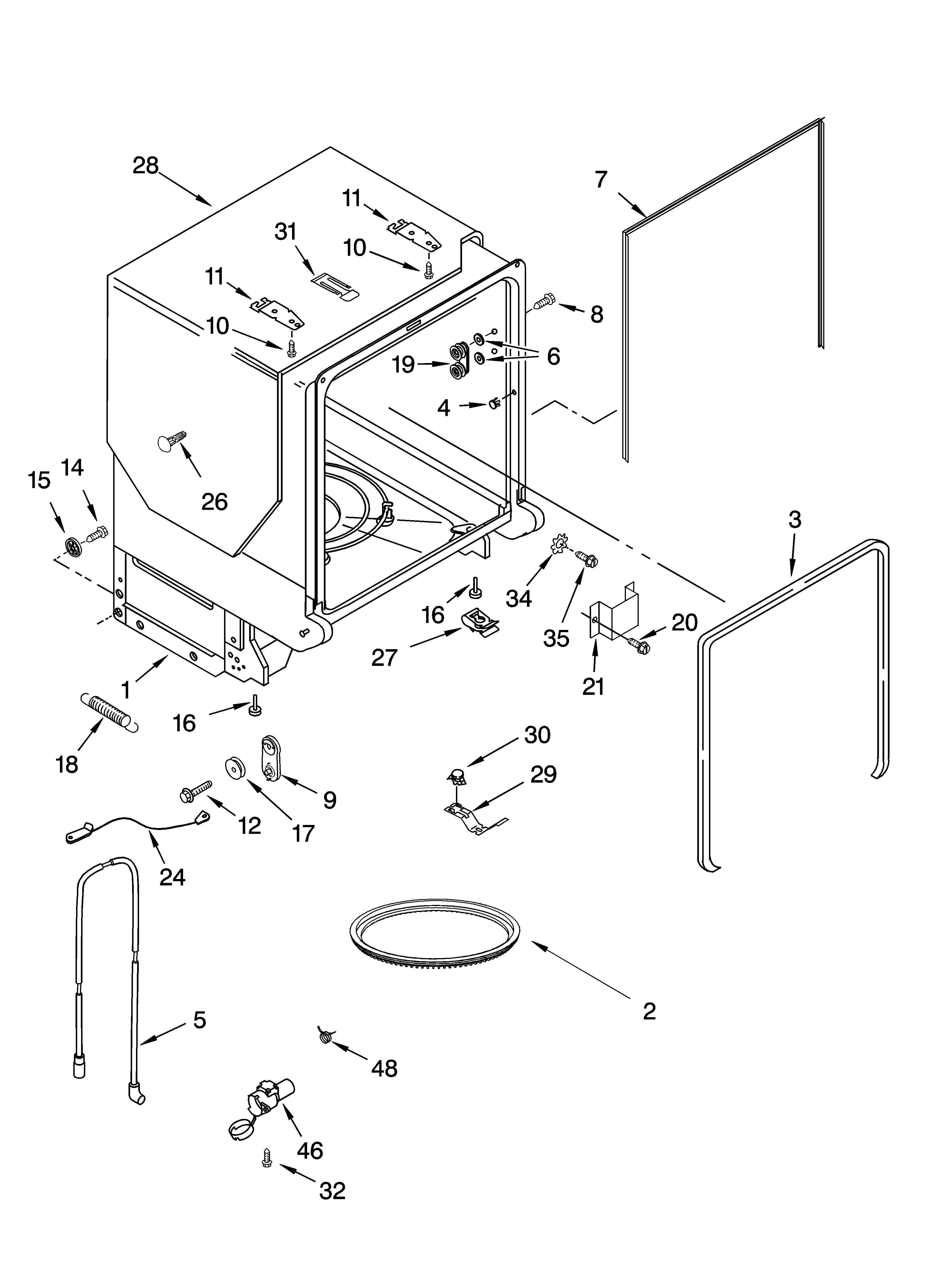 TUB AND FRAME PARTS