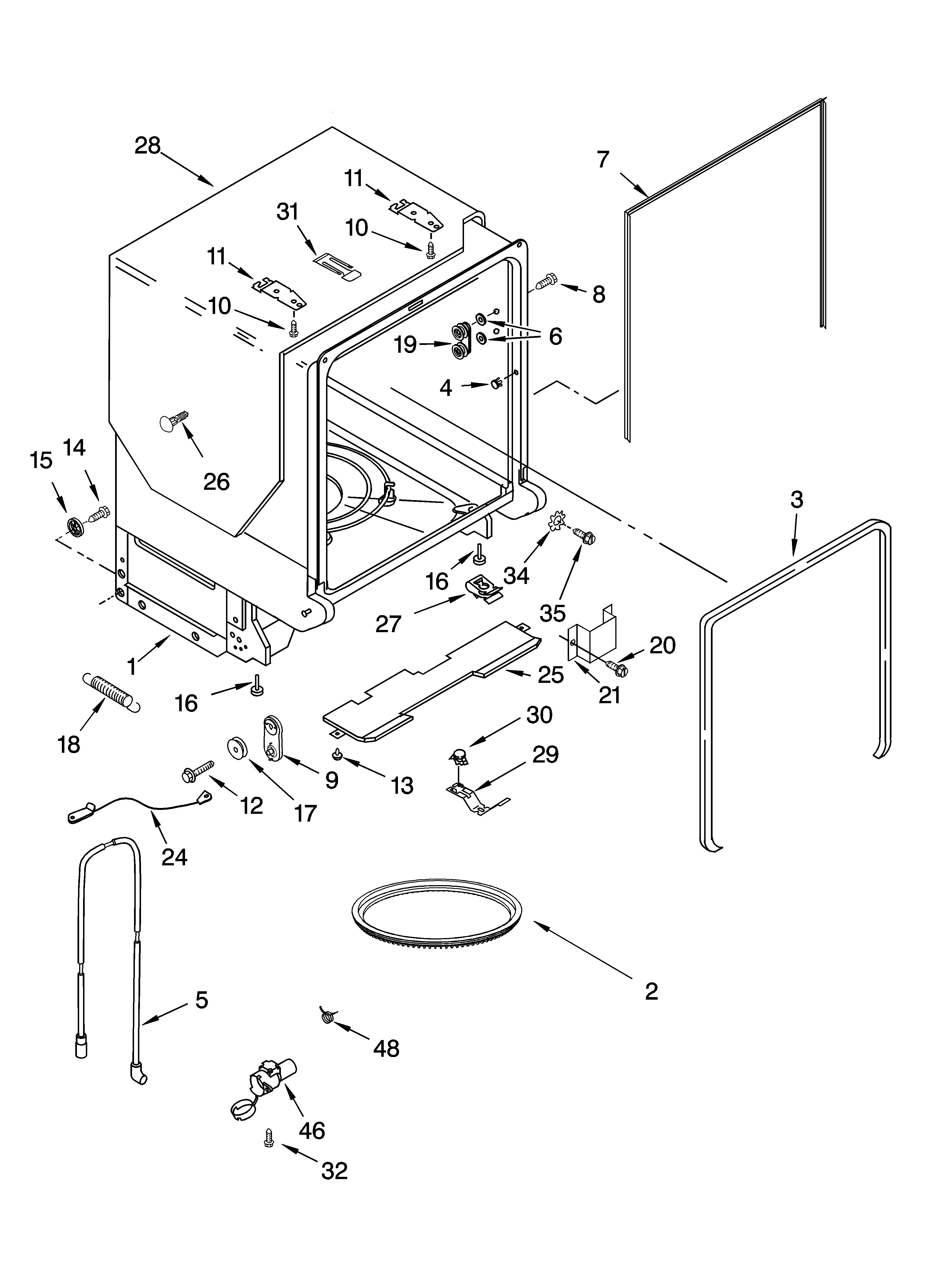Tub and frame parts