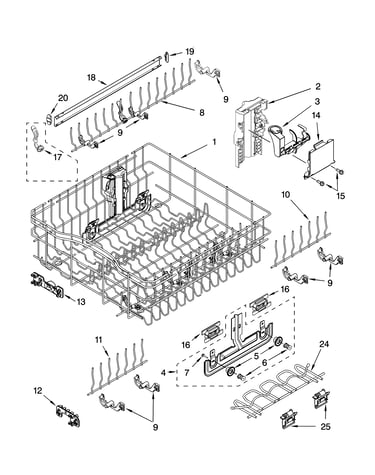 Upper rack and track parts