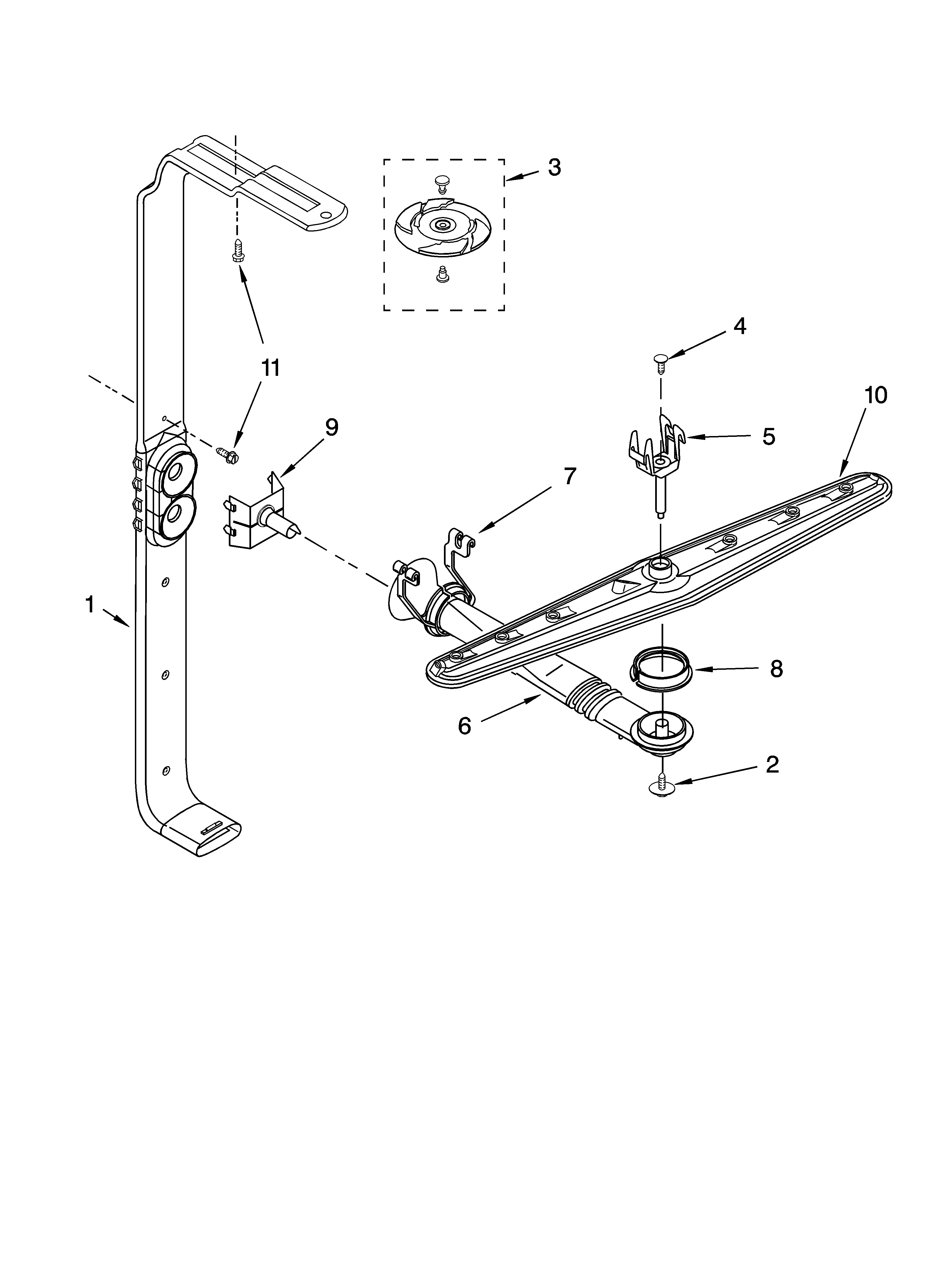 Upper wash and rinse parts