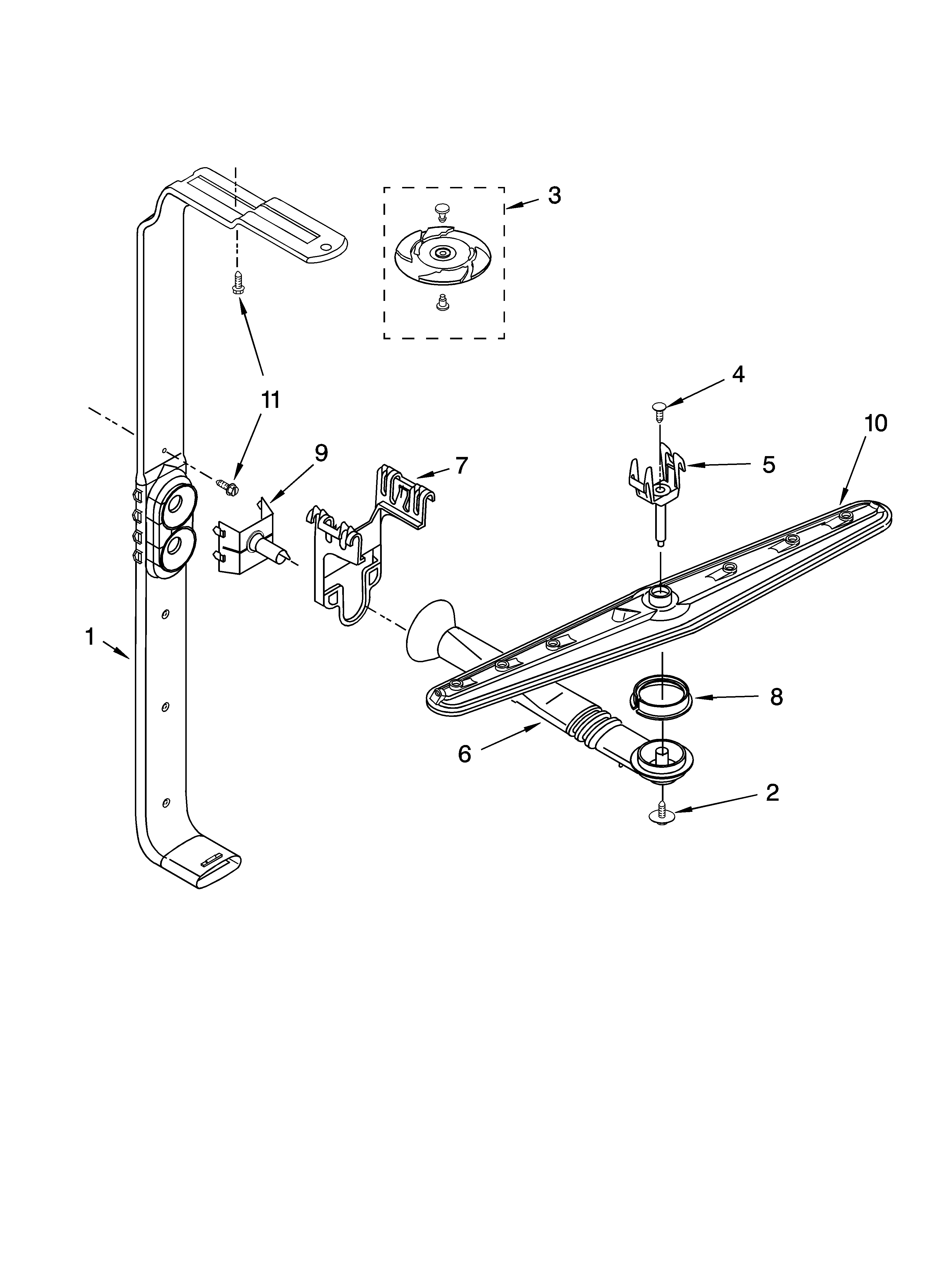 Upper wash and rinse parts