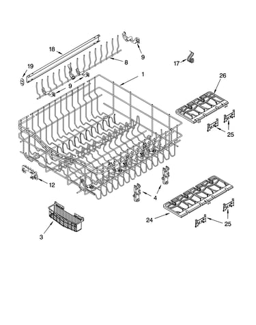 Upper rack and track parts