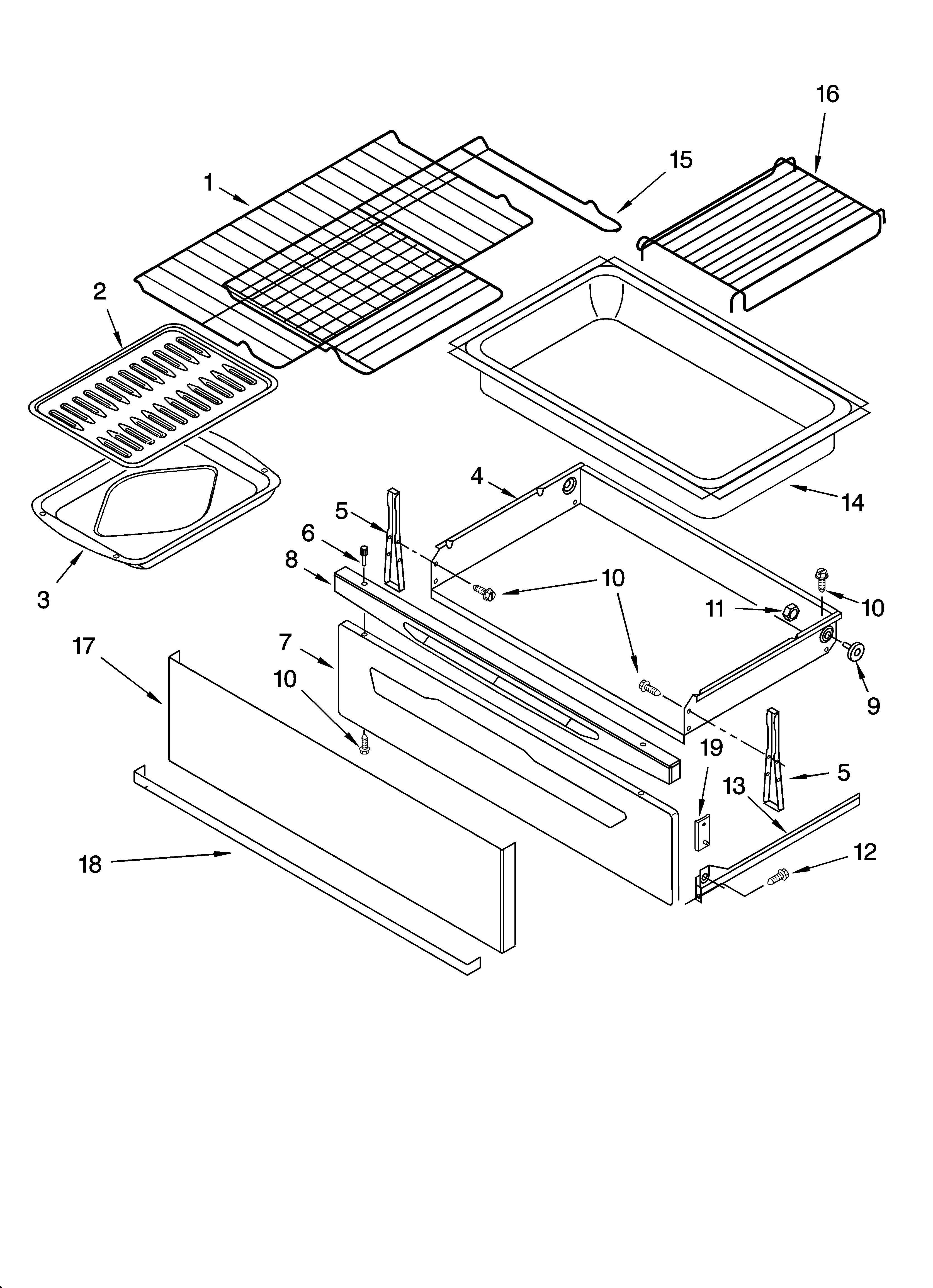 Drawer & broiler parts, optional parts (not included)