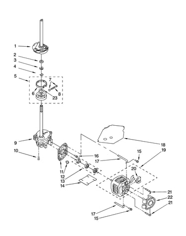 Brake, clutch, gearcase, motor and pump parts