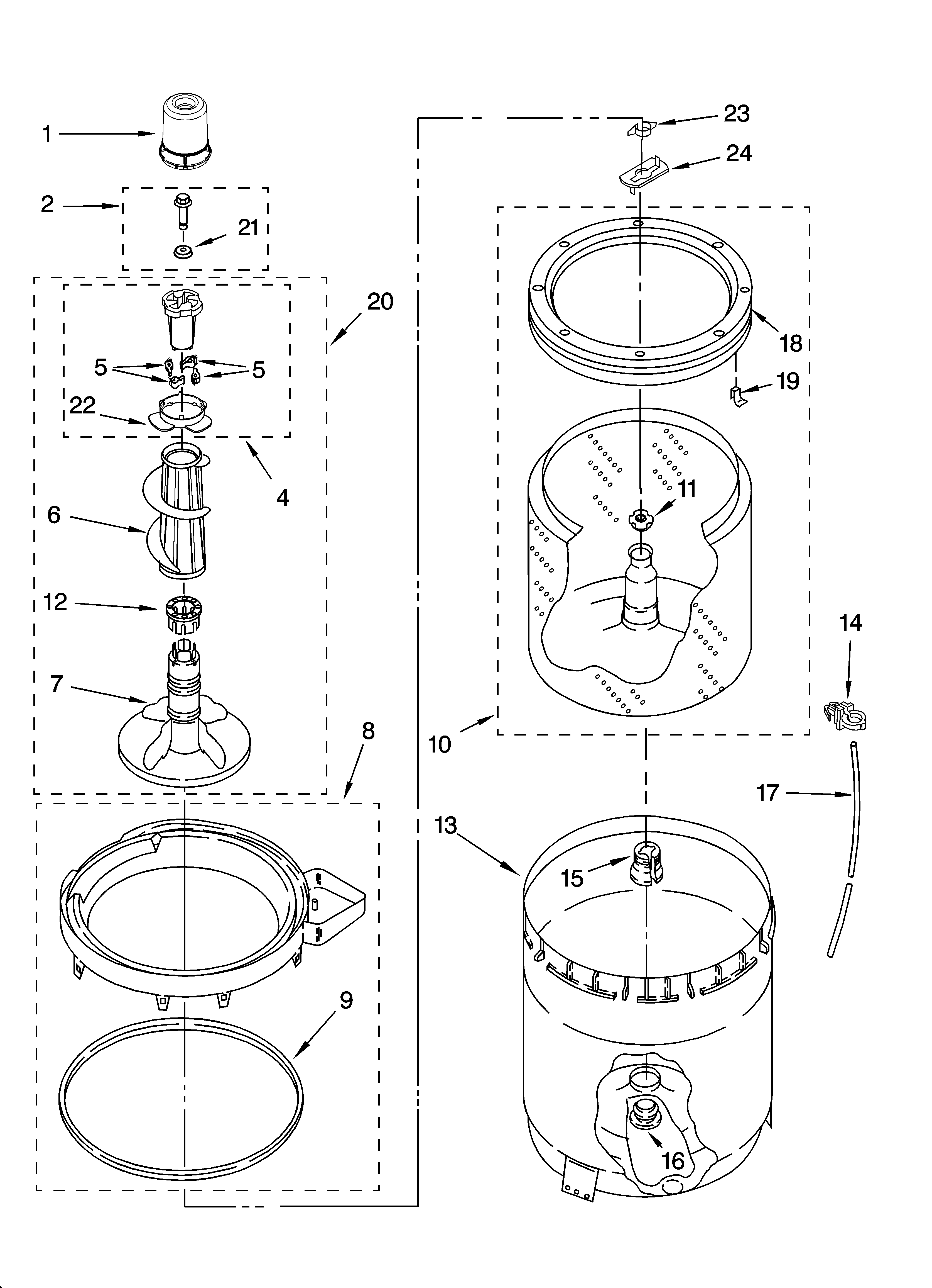 AGITATOR, BASKET AND TUB PARTS