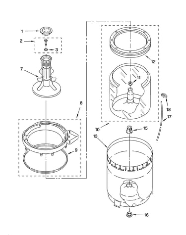 Agitator, basket and tub parts